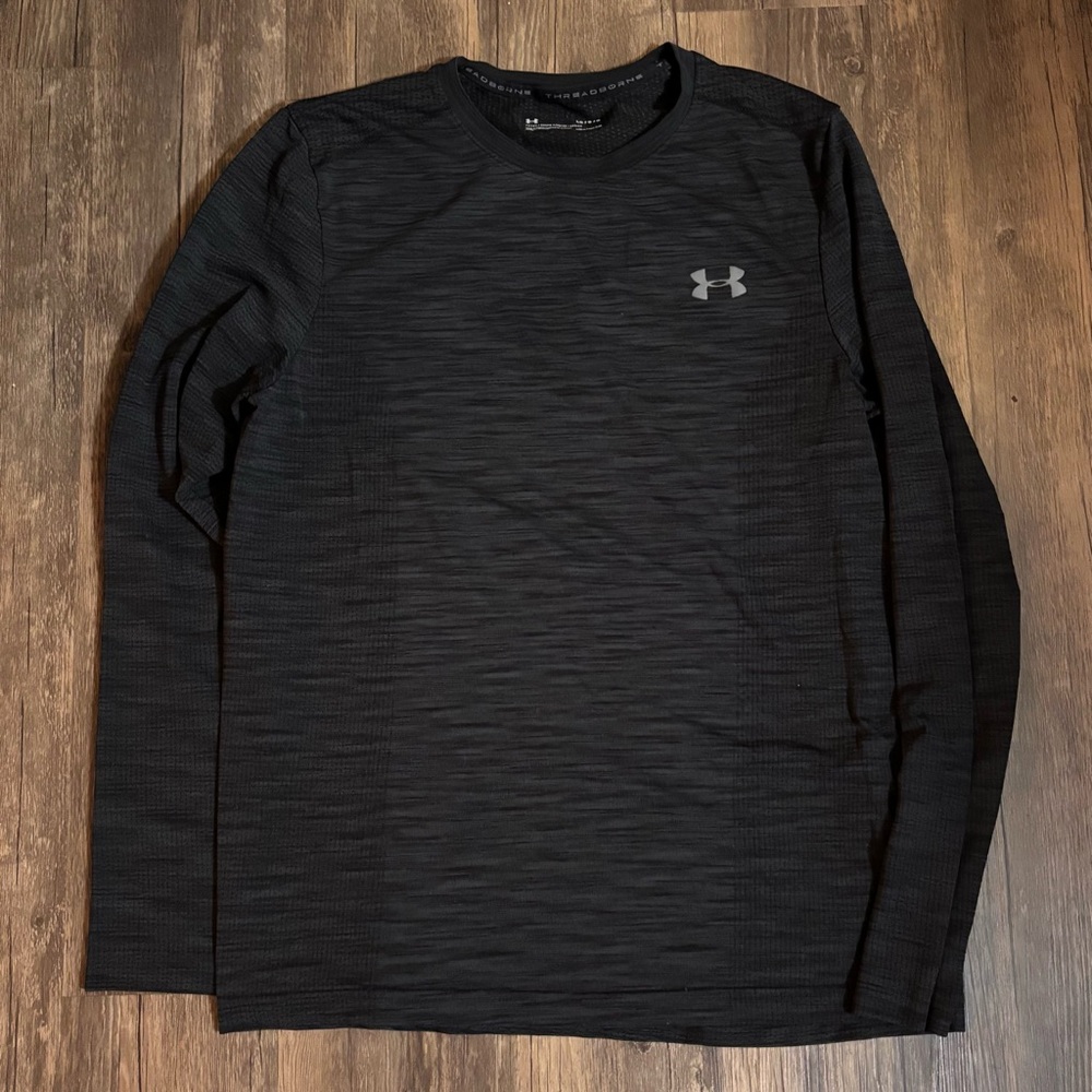 Men’s Under Armour Threadborne Dark Gray Long Sleeve Shirt Sz L